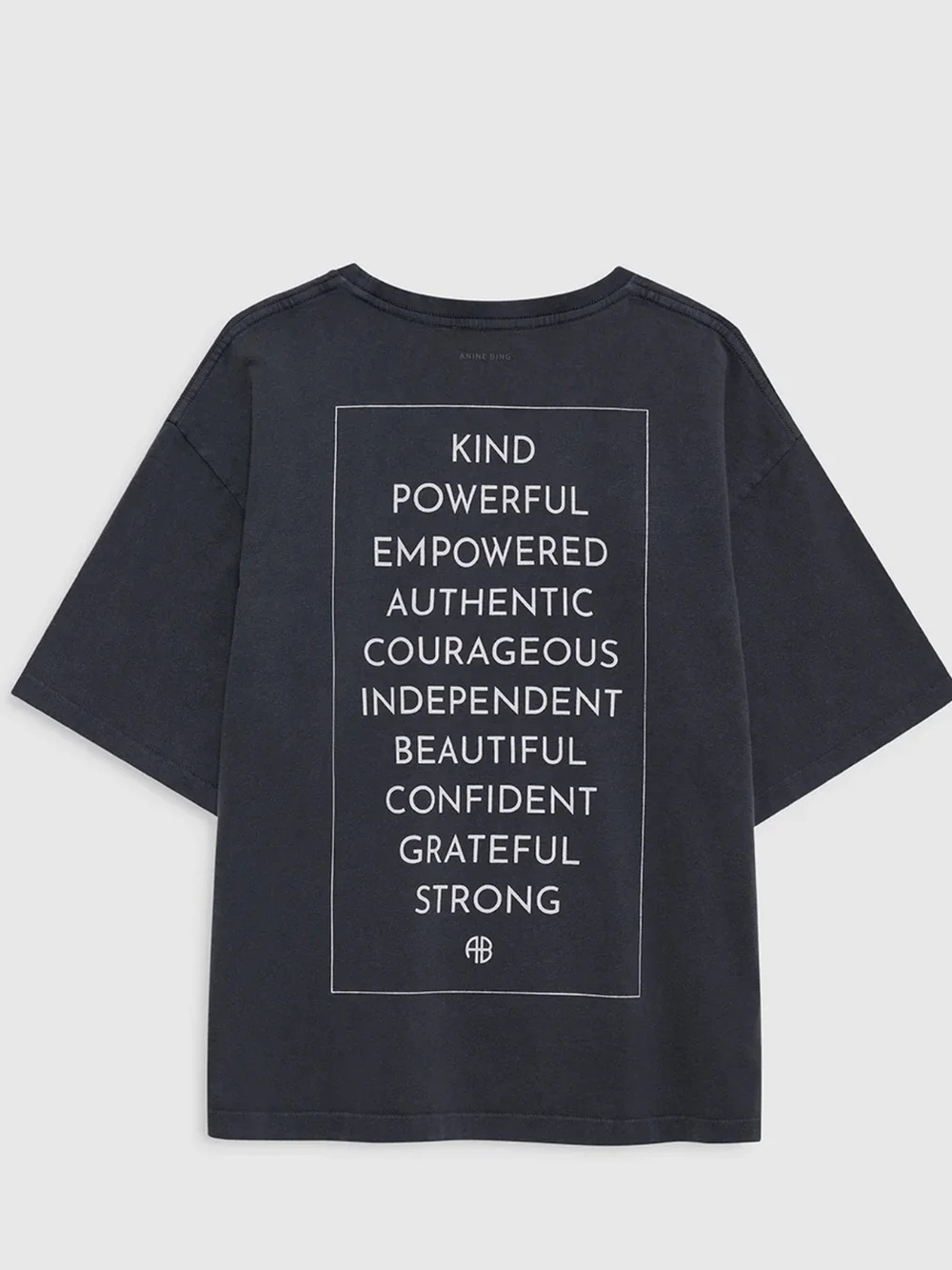 Anine Bing Rudy Tee Empowerment in Washed Black